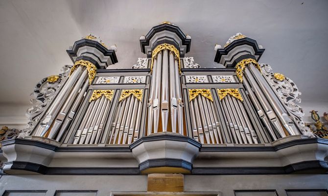 Orgel von Friedrich Albert Mehmel, 1869 in der St.-Andreas-Kirche Nehringen, Foto: Heiko Preller