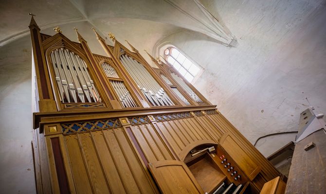 Orgel von Friedrich Albert Mehmel, 1860, in der St.-Jürgen-Kirche in Starkow, Foto: Heiko Preller